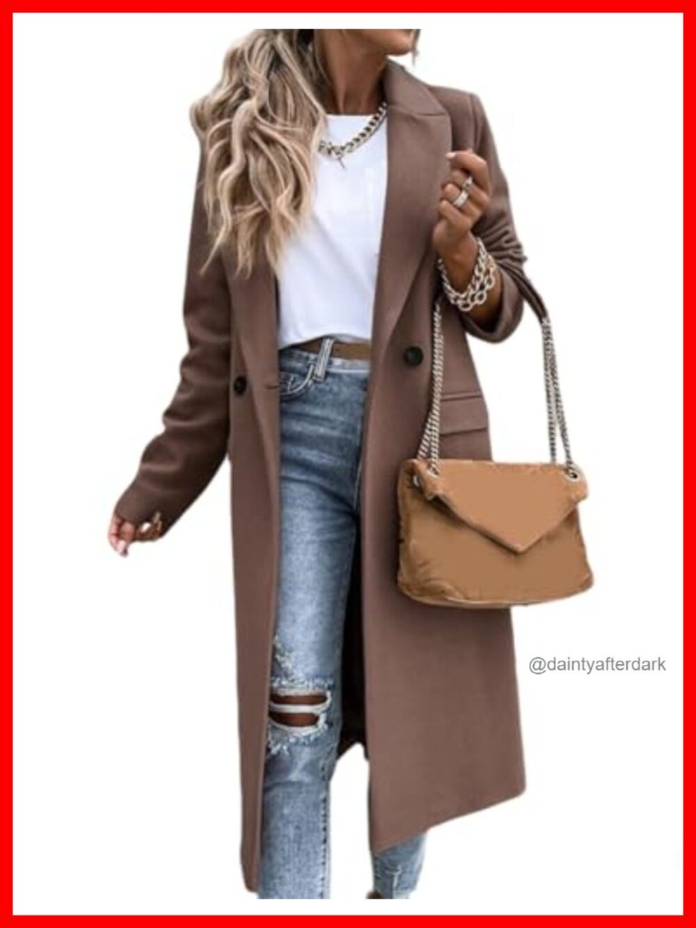 Womens Long Wool Peacoat Notch Lapel Button Front Winter Coat